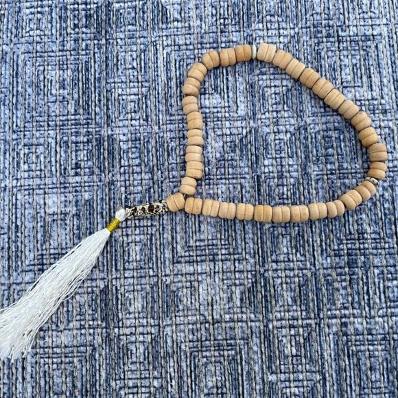 Handmade Prayer Beads Tasbeeh Real Wood Key chain Tan Beads Religious Beads - Picture 8 of 11